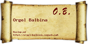 Orgel Balbina névjegykártya